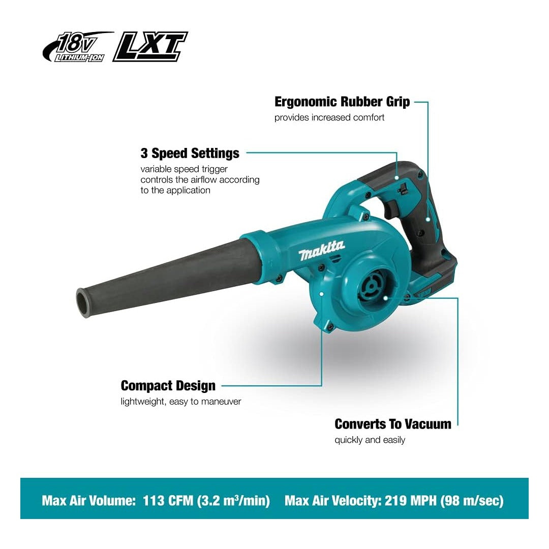 Makita DUB185RT 18V LXT Cordless Blower Kit with 2x 5.0Ah Batteries & Dust Bag